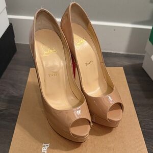 Christian Louboutin Beige Peep Toe Heels